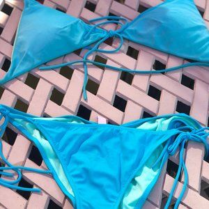 VICTORIA's SECRET 3 pc Bikini, Medium, Aqua & Mint
